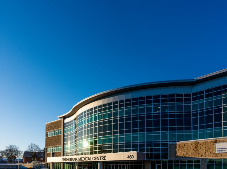 Modern medical office building exterior representing a medical office lease decision for a medical practice